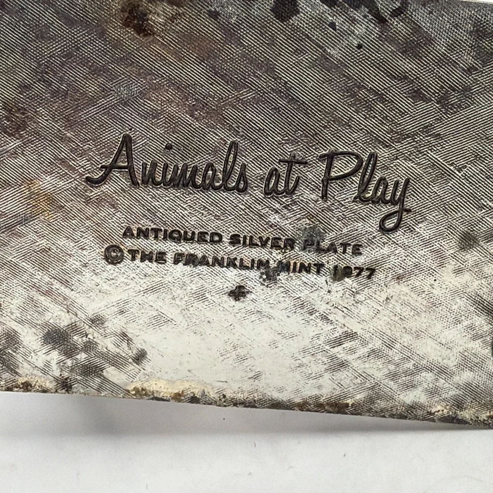 Franklin Mint Animals At Play Napkin Ring Silver Plate Squirrels Vintage 1977